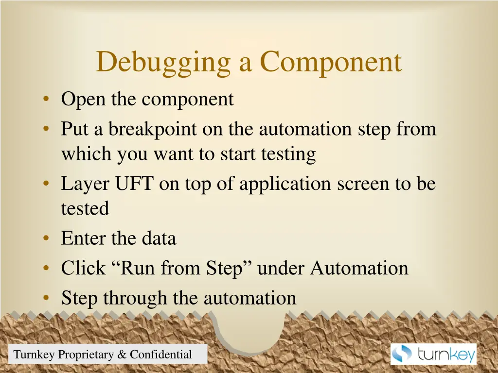 debugging a component open the component