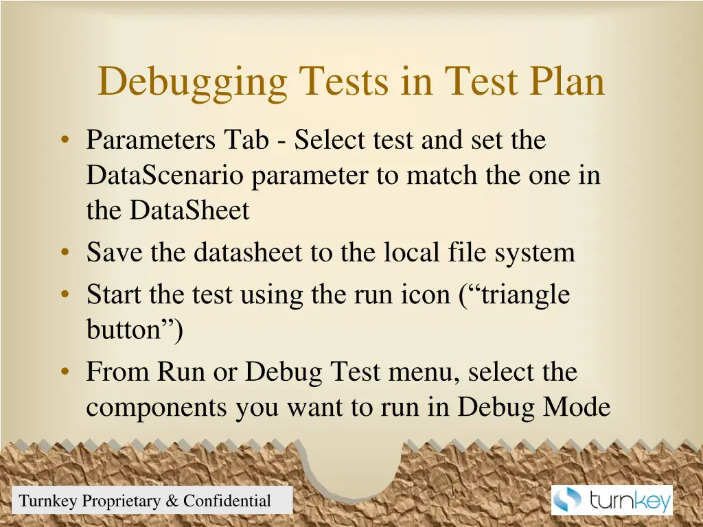 debugging tests in test plan