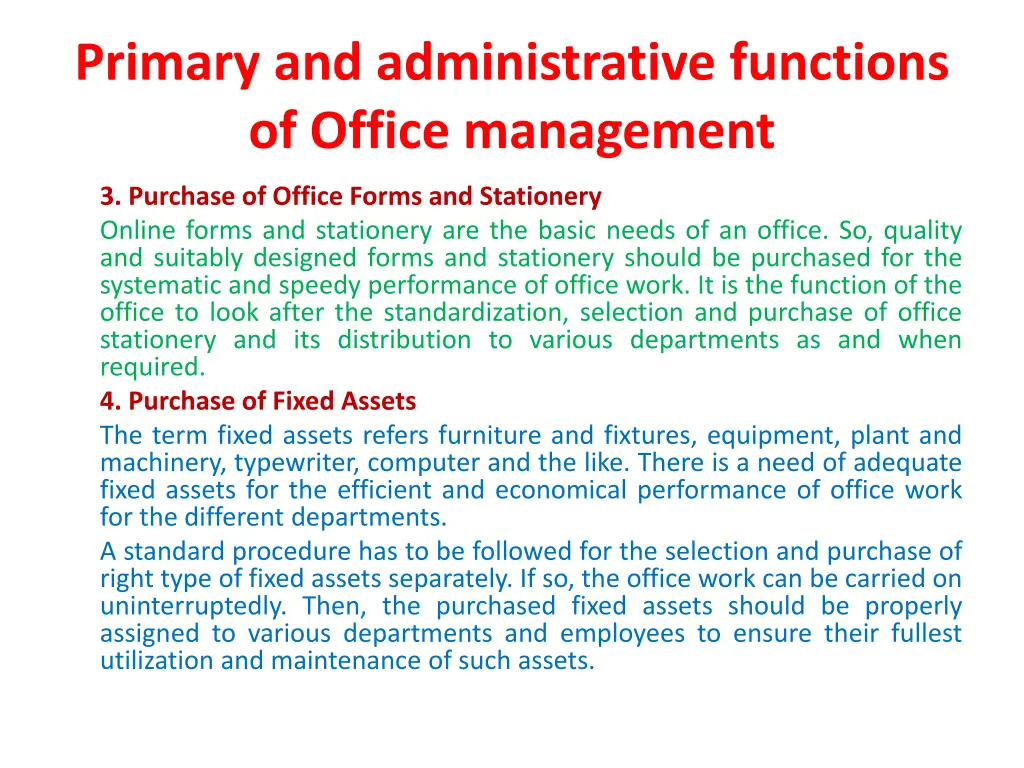 primary and administrative functions of office 1