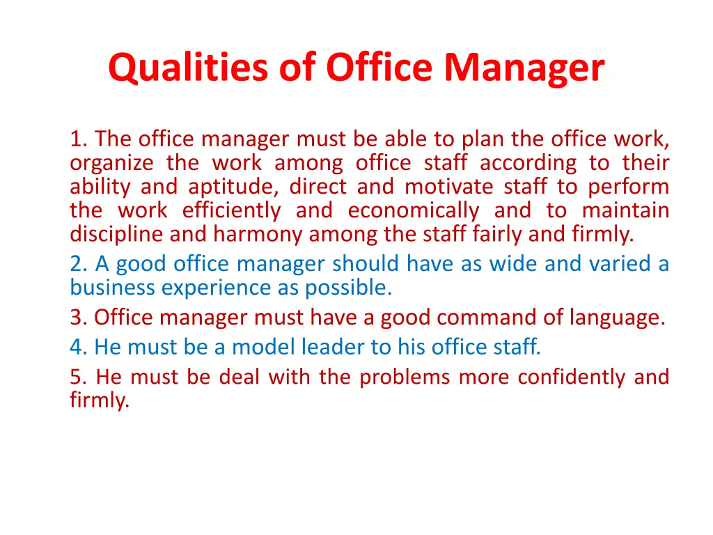 qualities of office manager