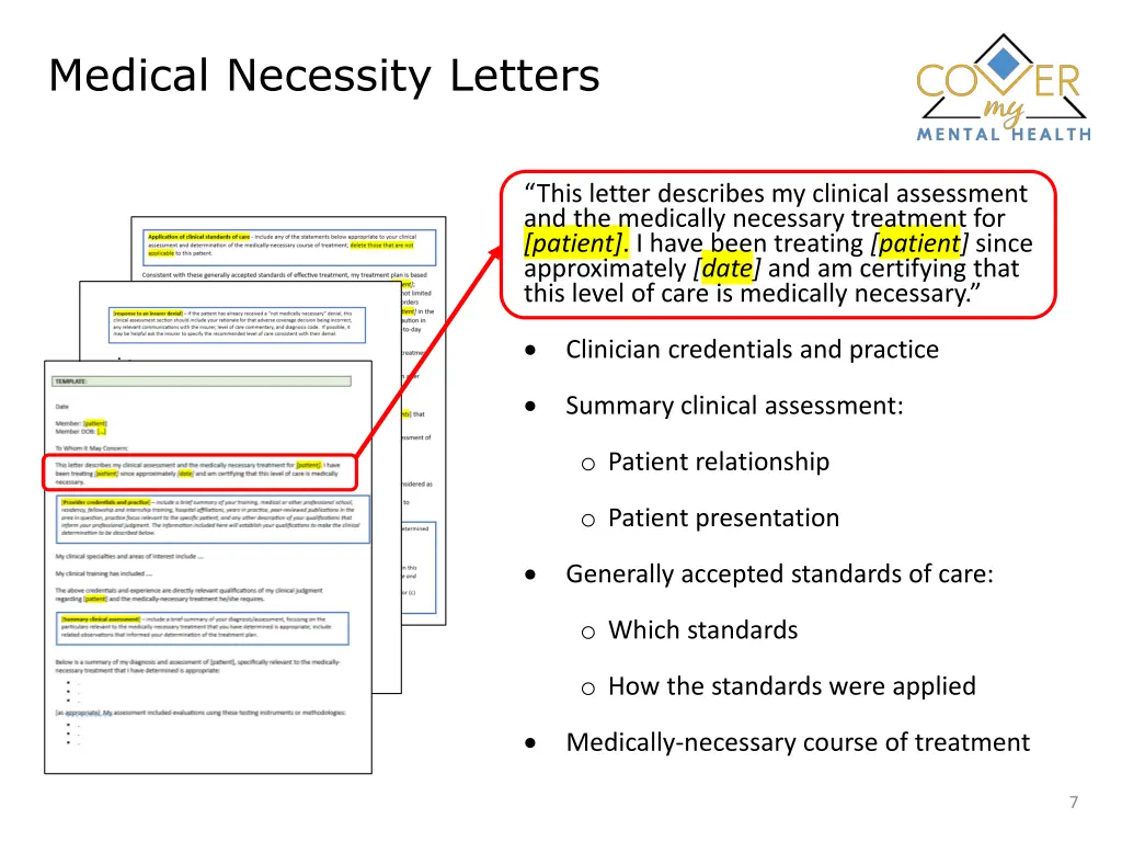 medical necessity letters