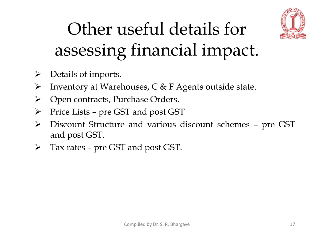 other useful details for assessing financial 1