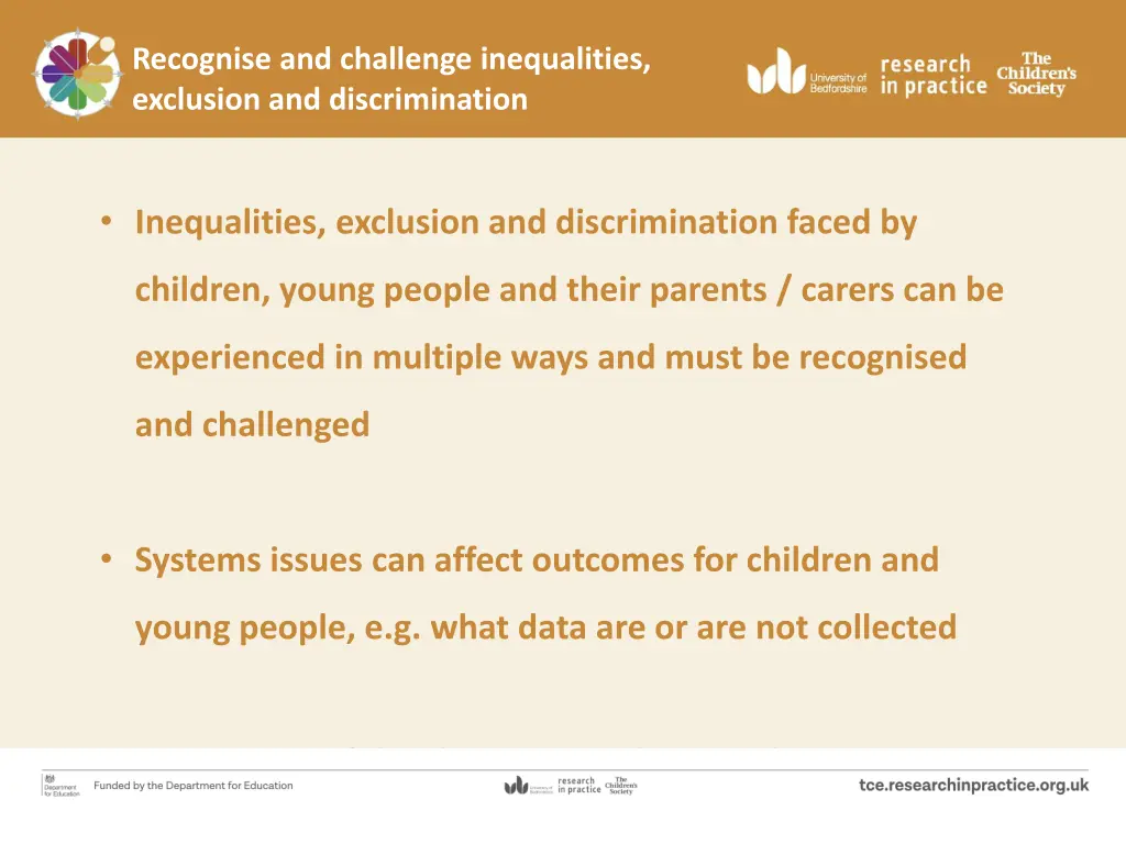 recognise and challenge inequalities exclusion