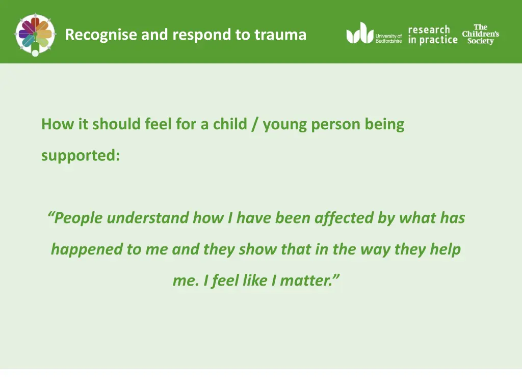 recognise and respond to trauma 1