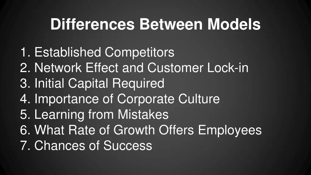 differences between models