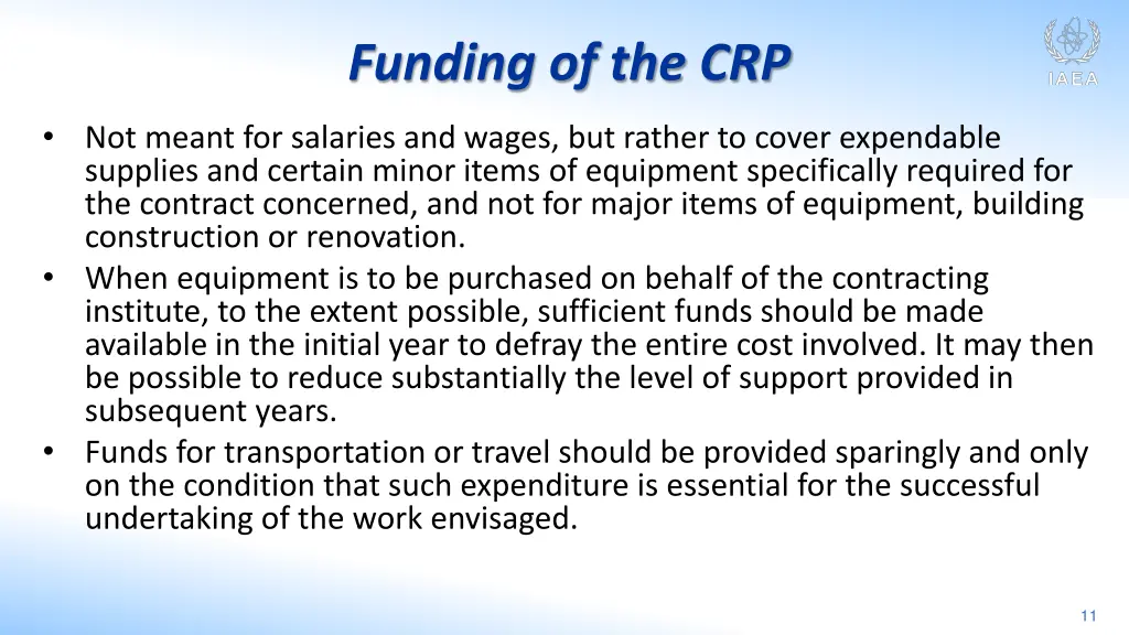 funding of the crp 1