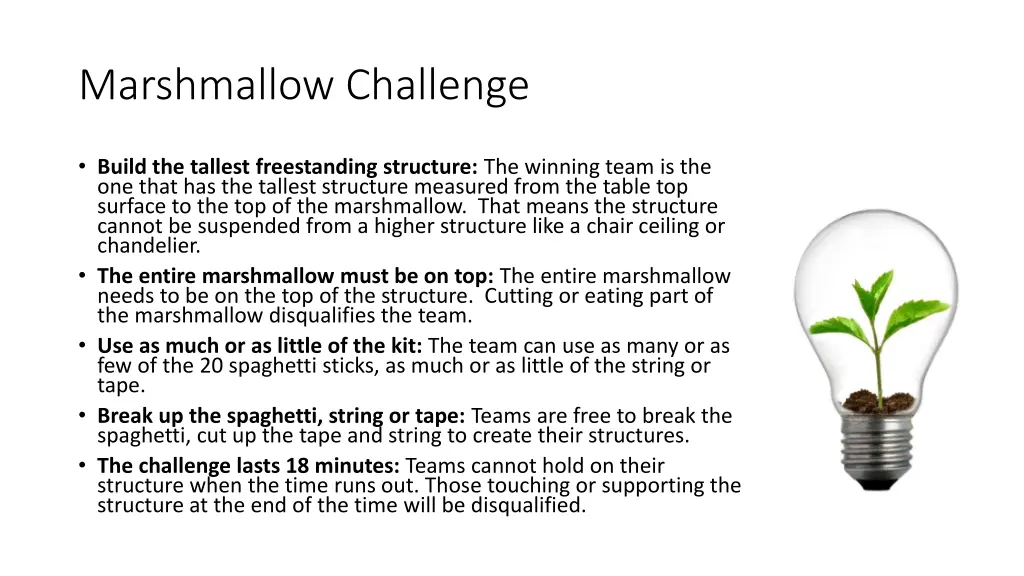 marshmallow challenge