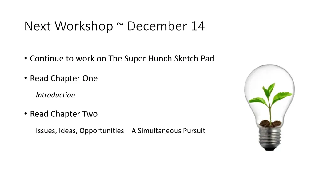 next workshop december 14