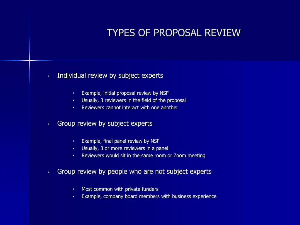 types of proposal review