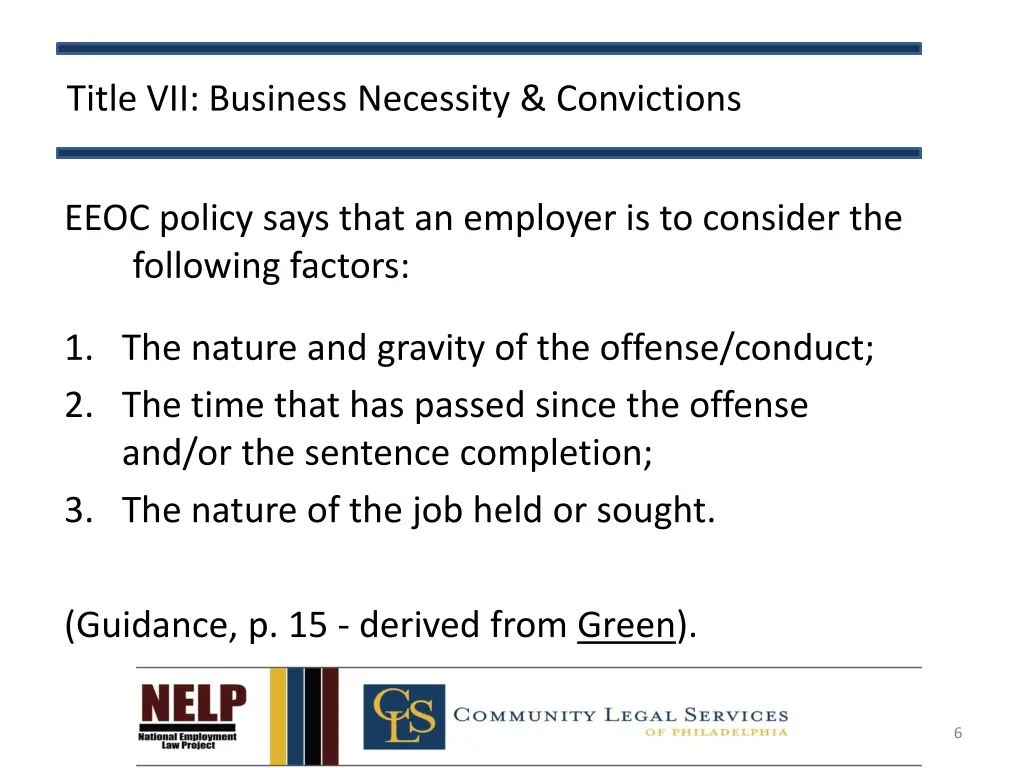 title vii business necessity convictions