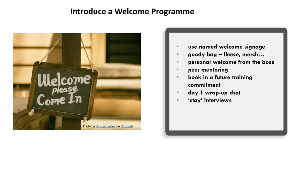 introduce a welcome programme