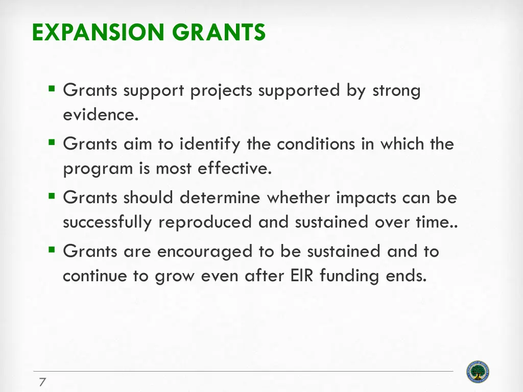 expansion grants