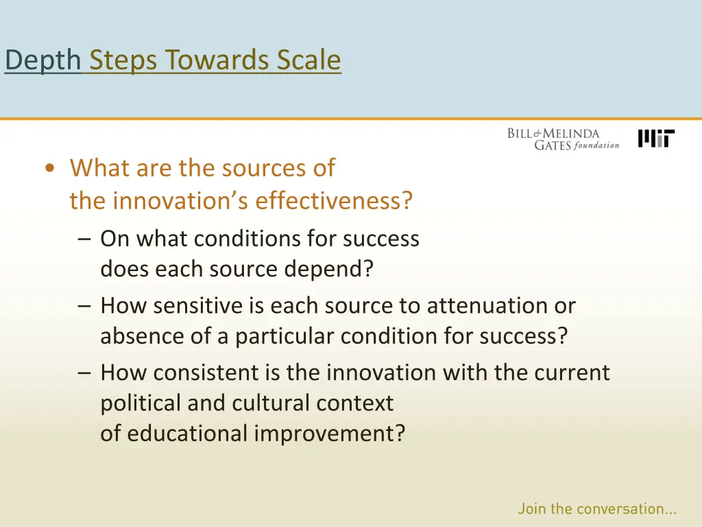 depth steps towards scale