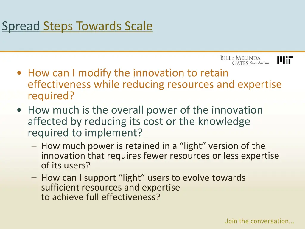 spread steps towards scale