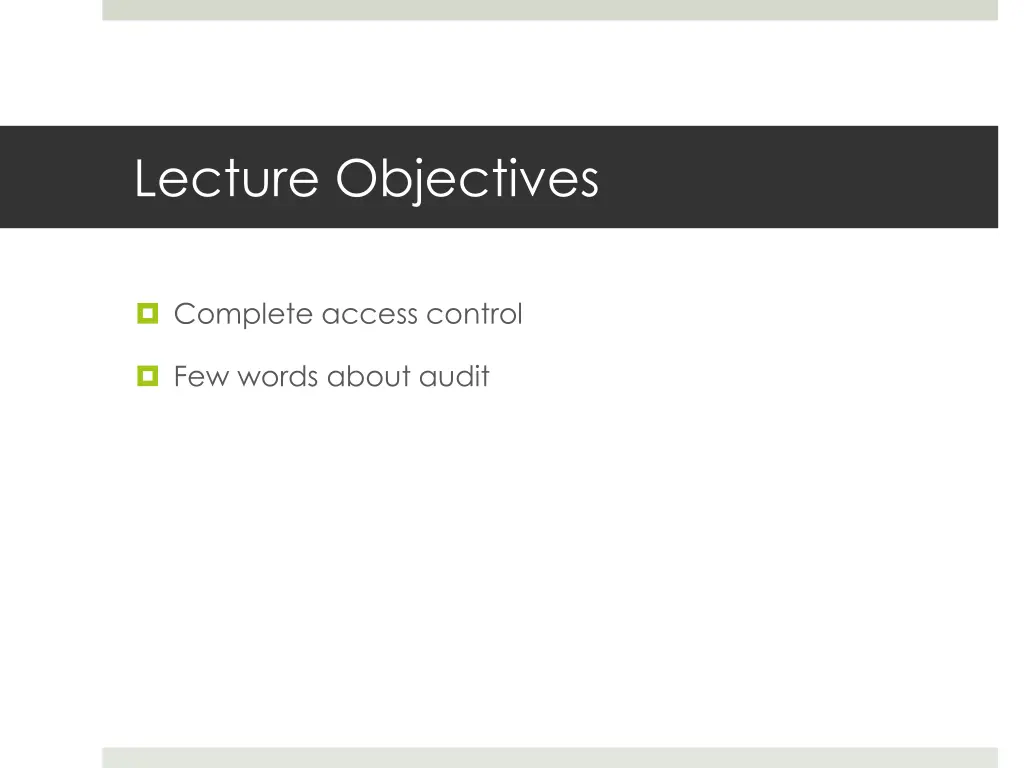 lecture objectives