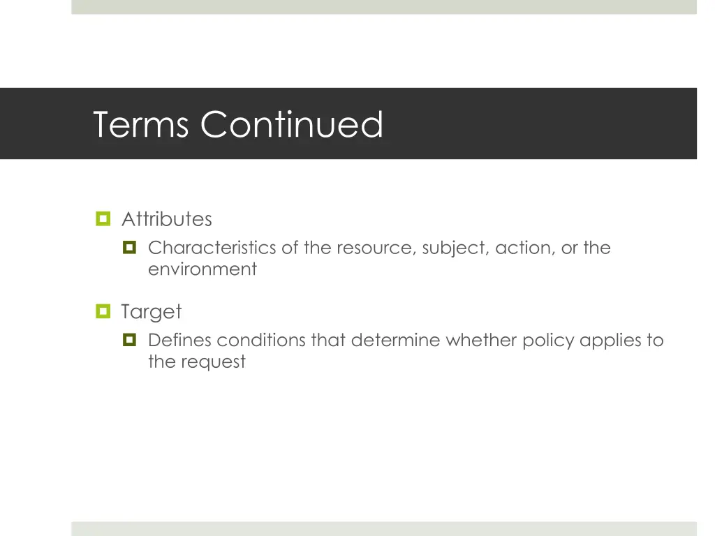 terms continued
