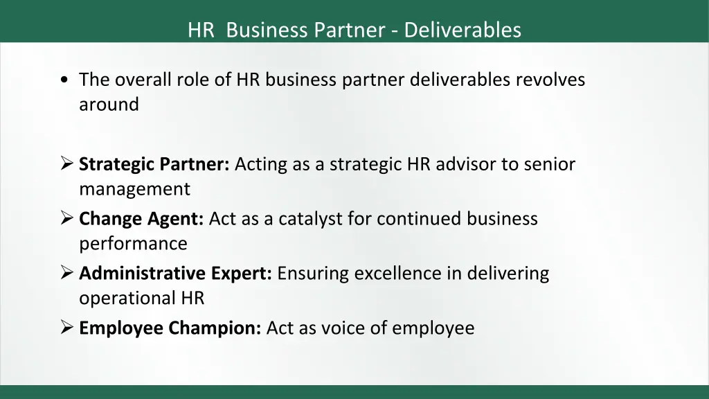 hr business partner deliverables