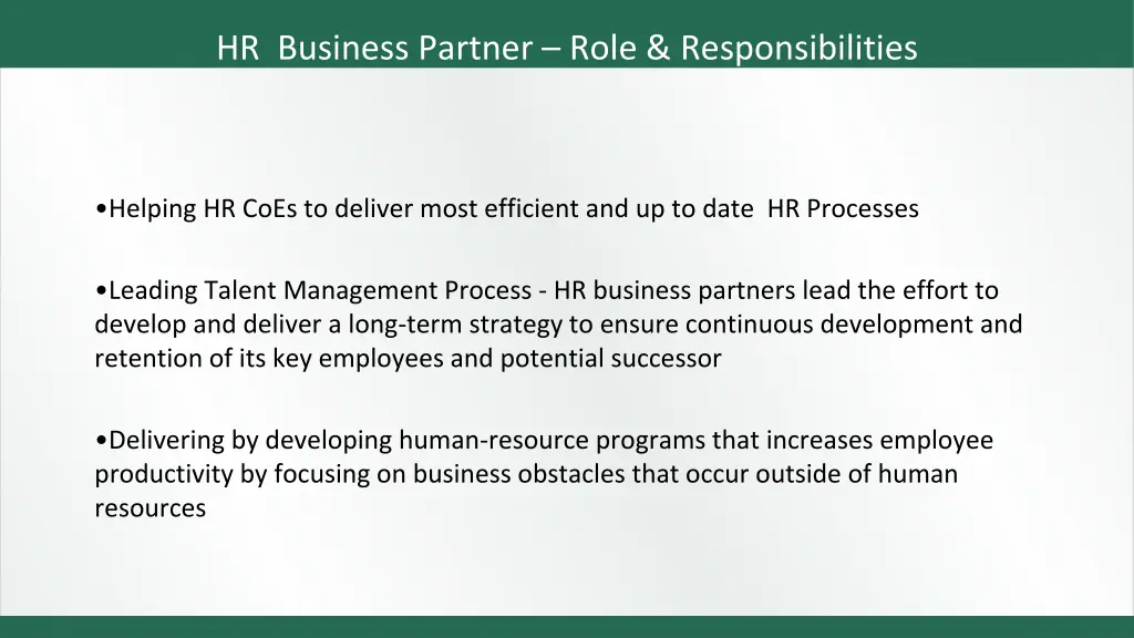 hr business partner role responsibilities