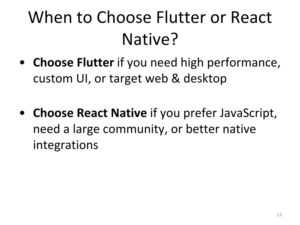 when to choose flutter or react native