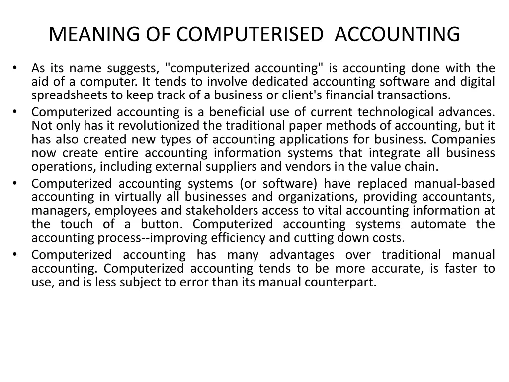 meaning of computerised accounting