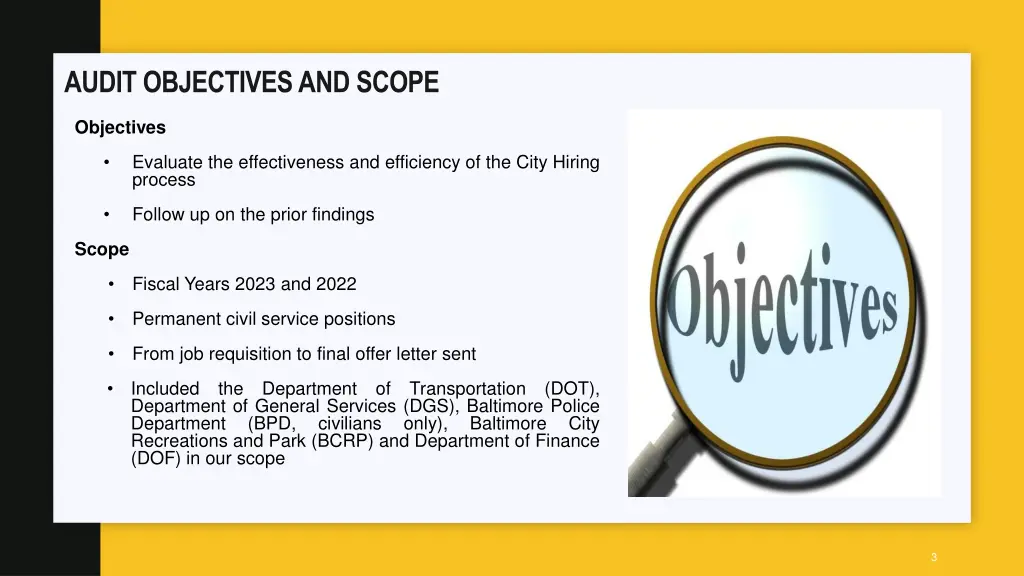 audit objectives and scope