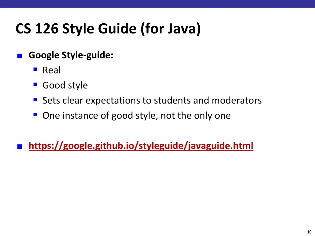 cs 126 style guide for java
