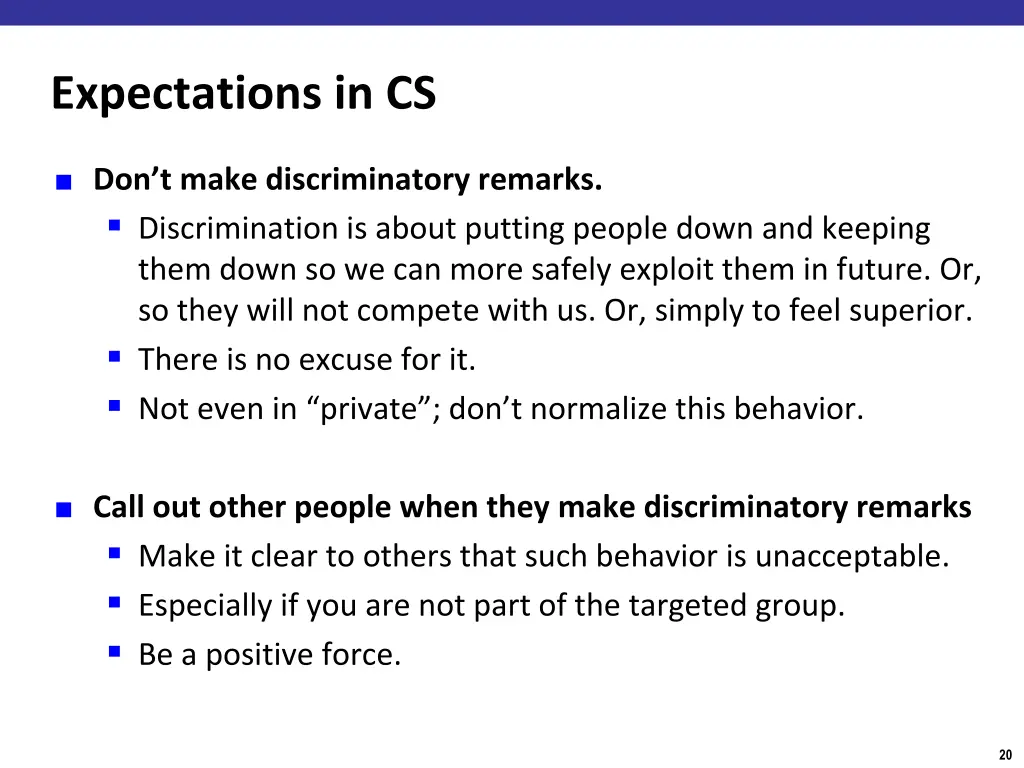 expectations in cs