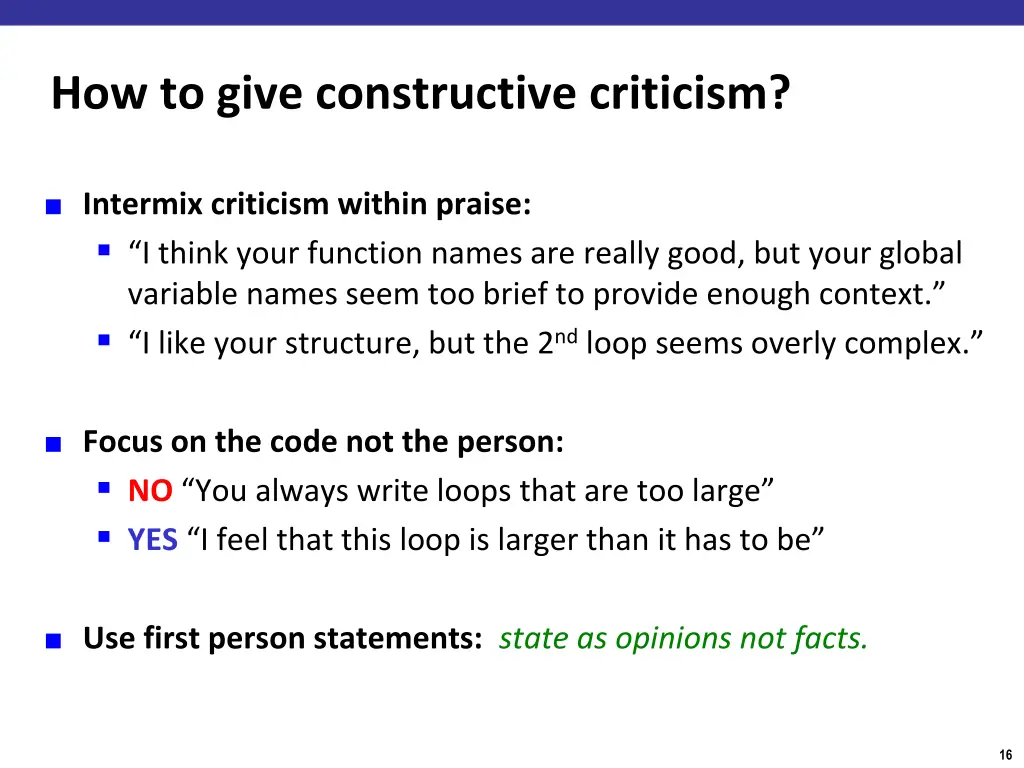 how to give constructive criticism