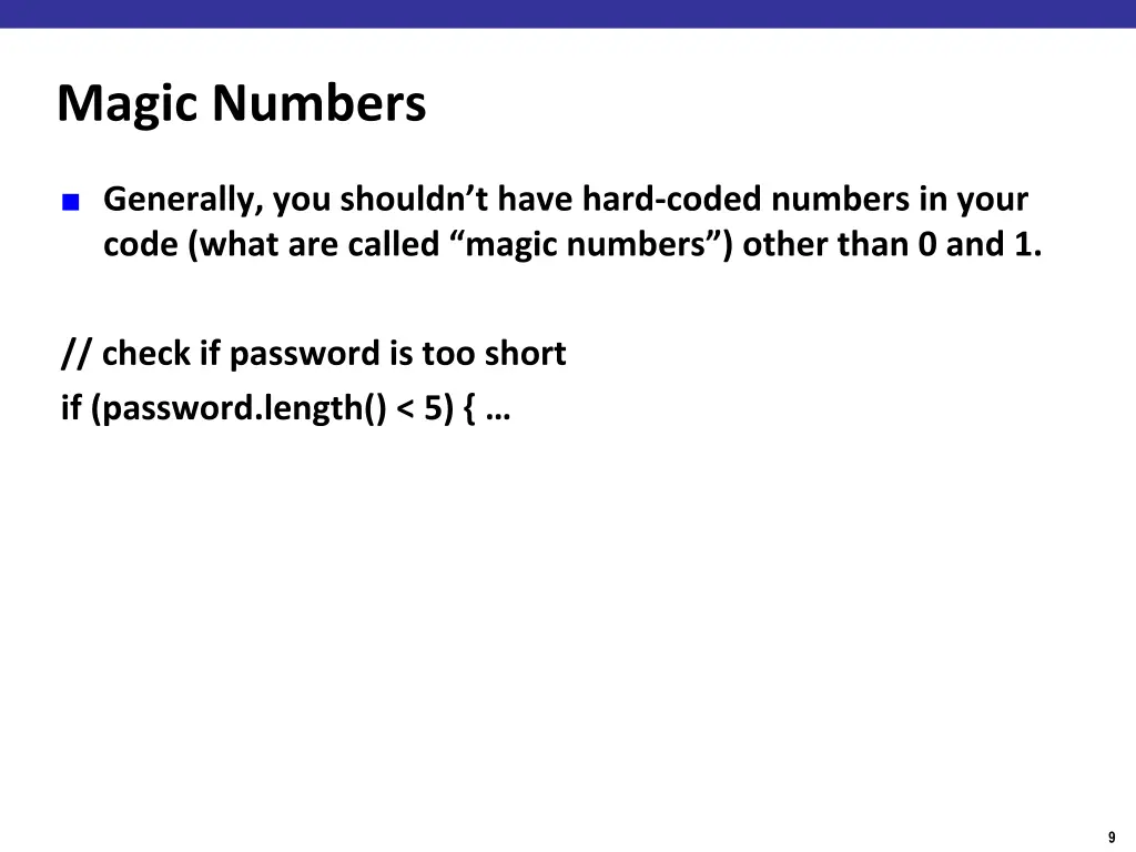 magic numbers