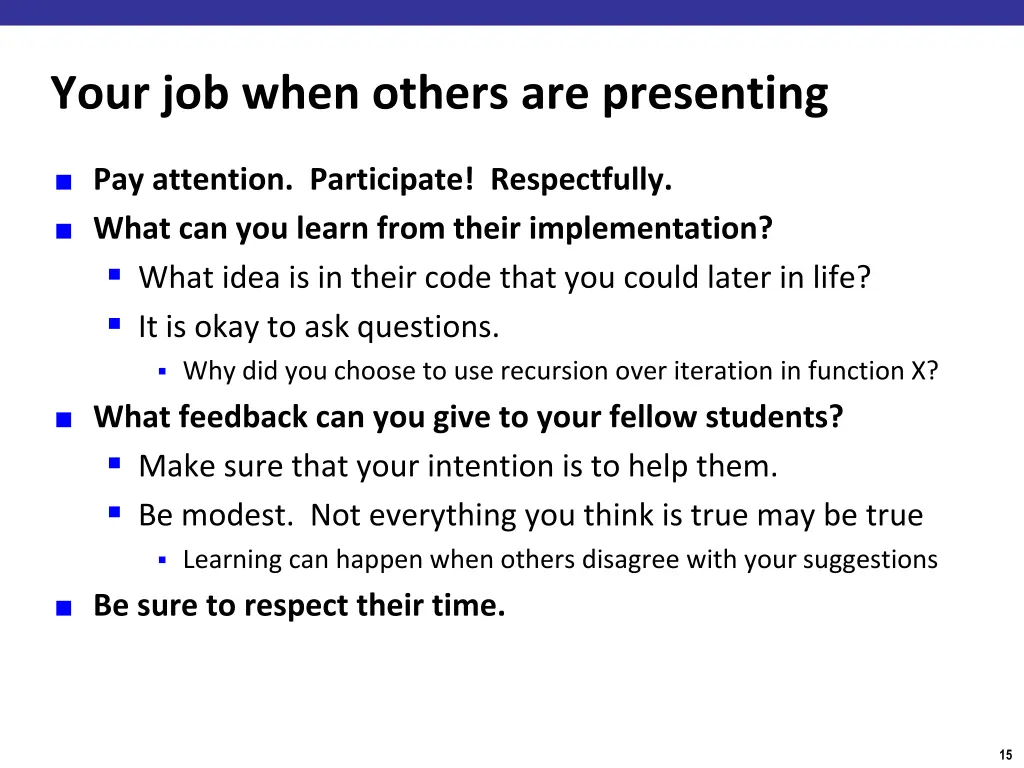 your job when others are presenting