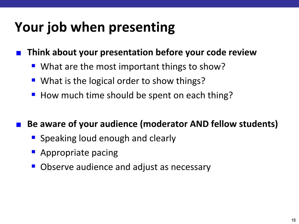 your job when presenting