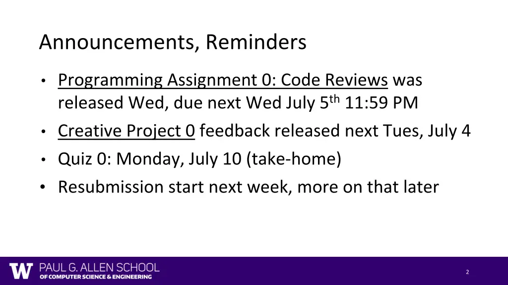 announcements reminders