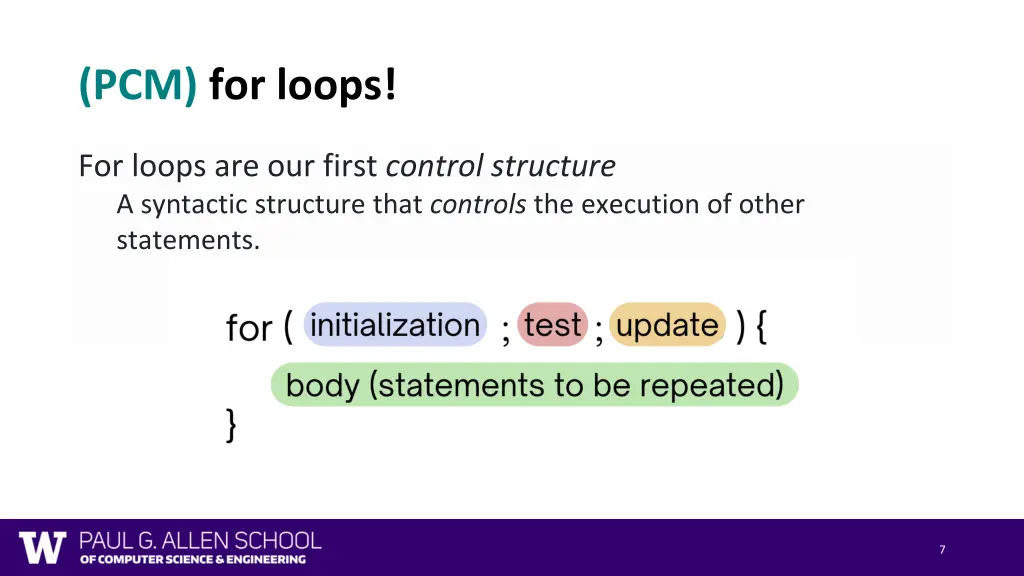 pcm for loops