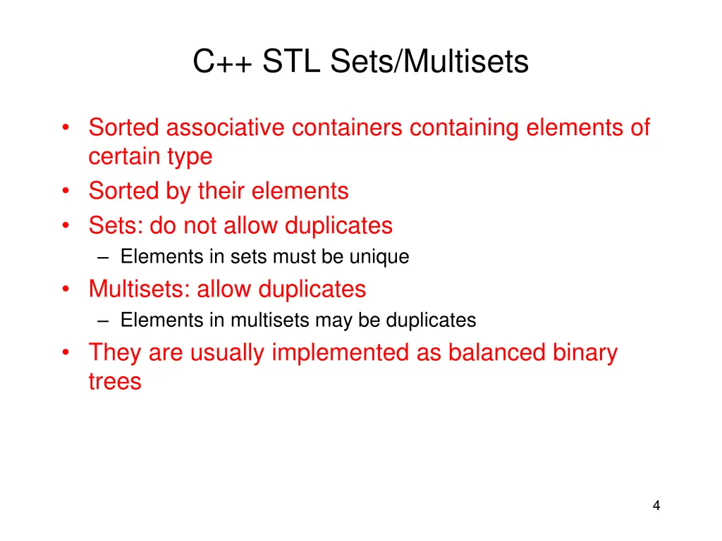 c stl sets multisets