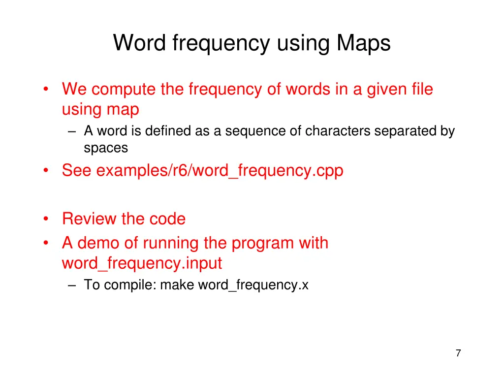 word frequency using maps