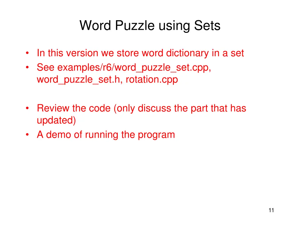 word puzzle using sets