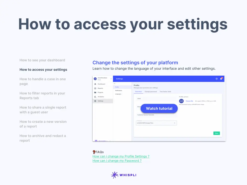 how to access your settings