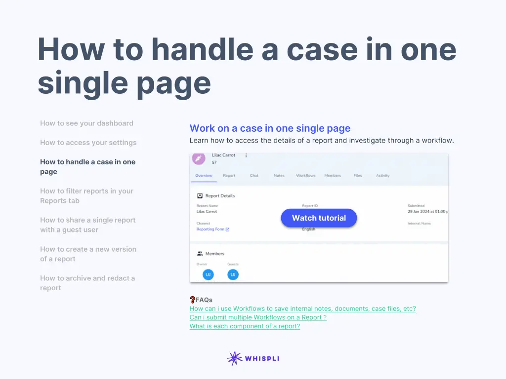 how to handle a case in one single page