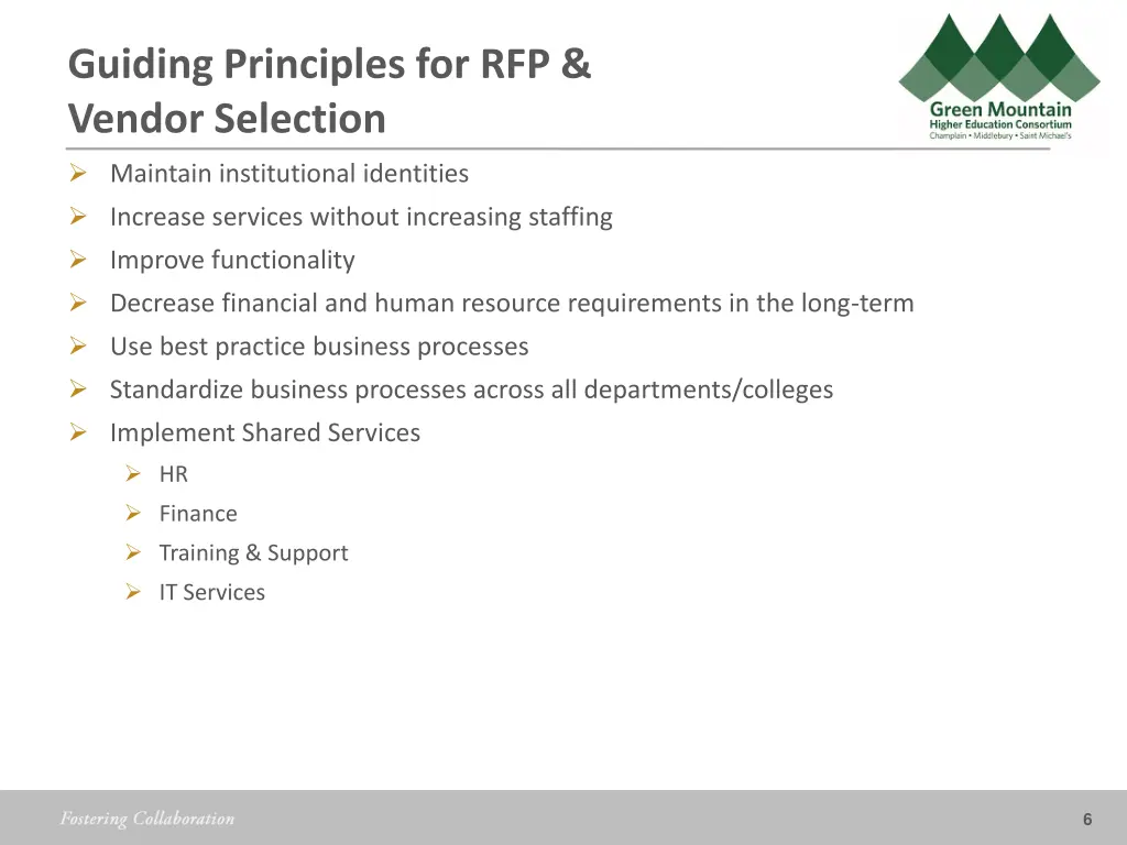 guiding principles for rfp vendor selection