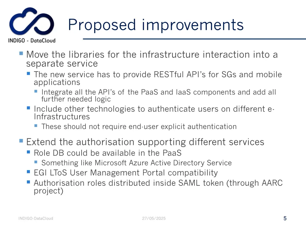 proposed improvements