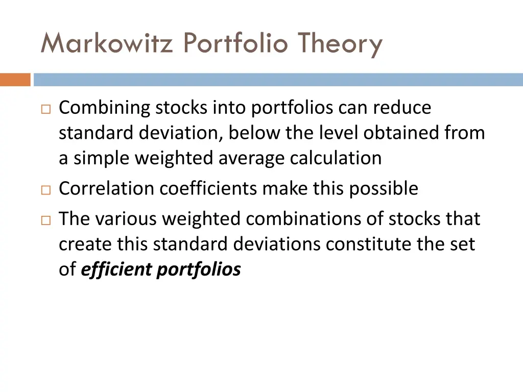 markowitz portfolio theory
