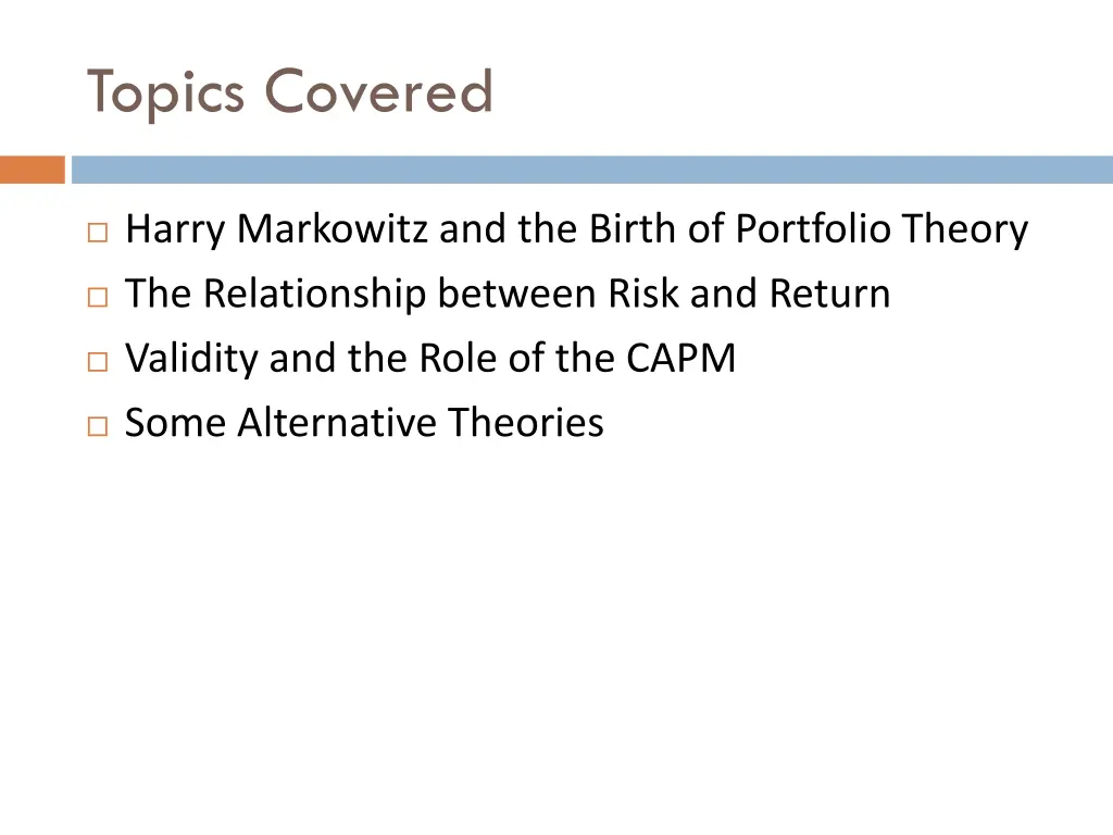 topics covered