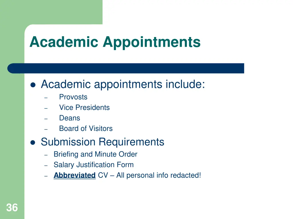 academic appointments