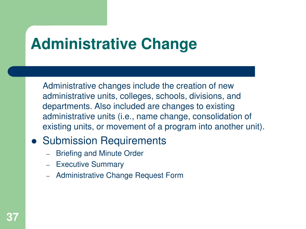 administrative change