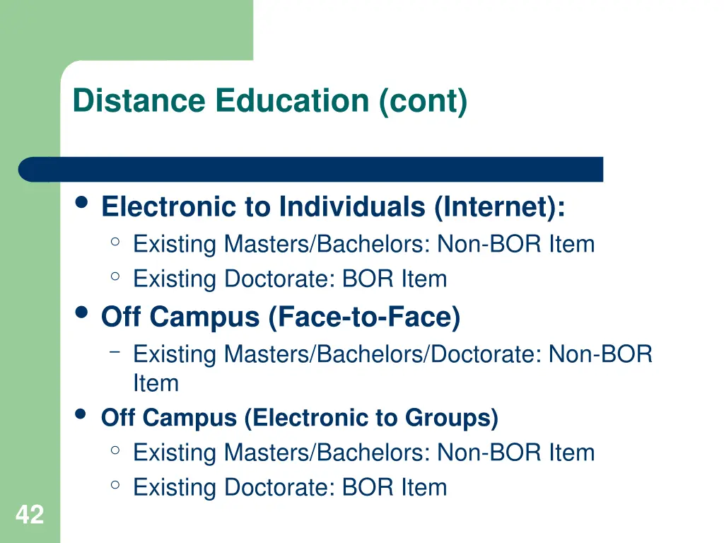 distance education cont