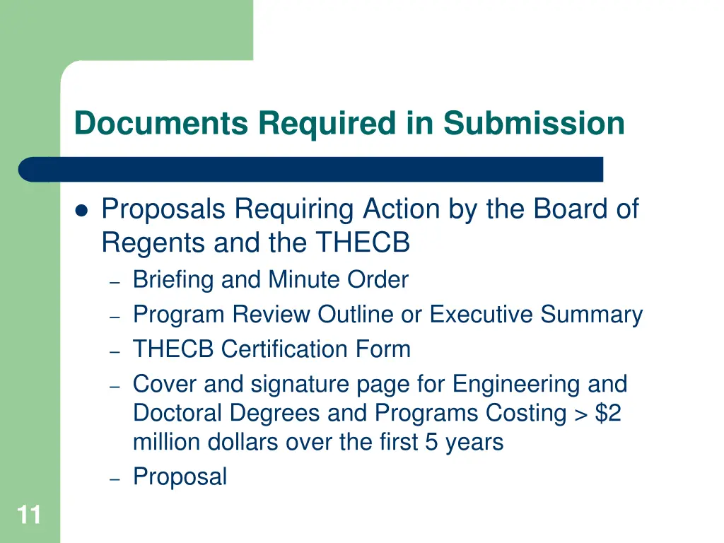 documents required in submission