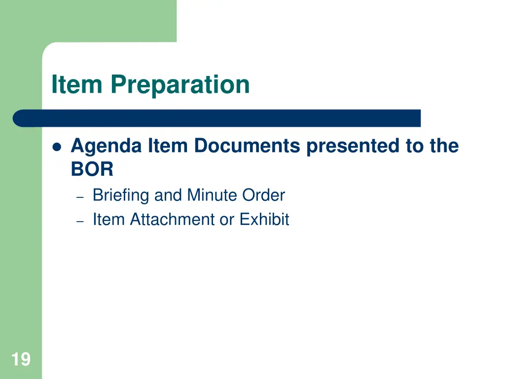 item preparation