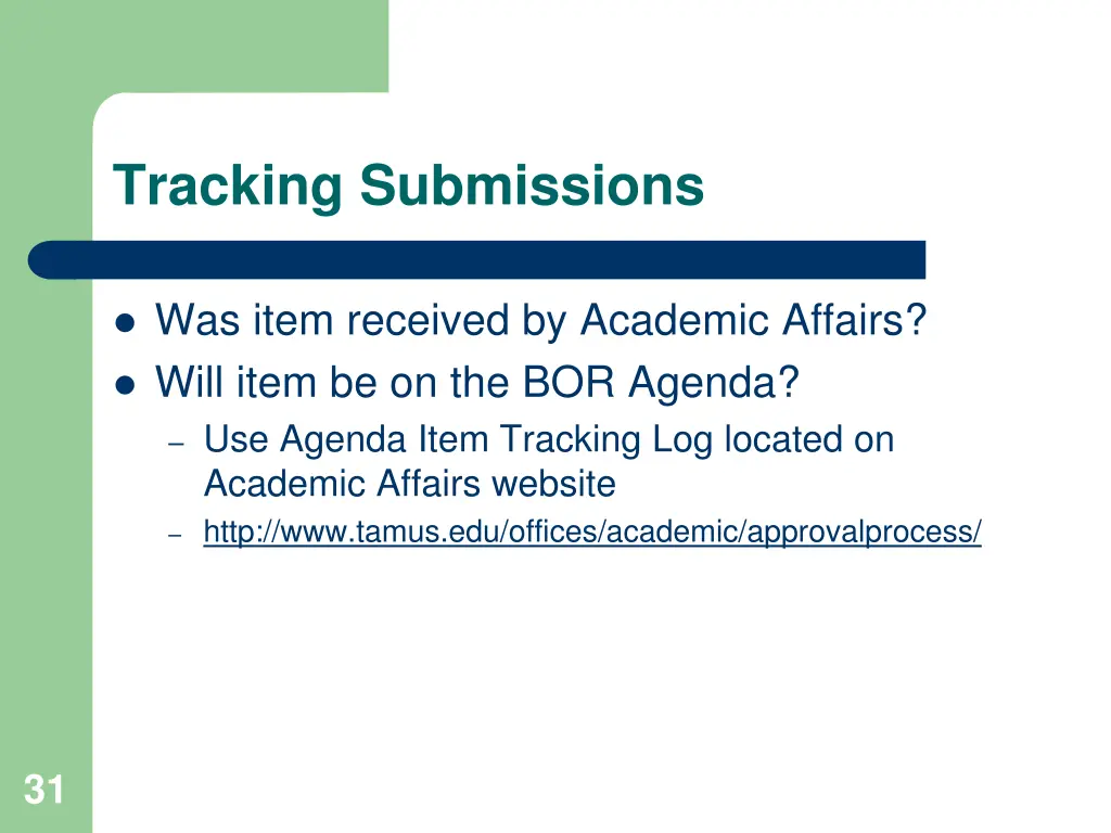 tracking submissions