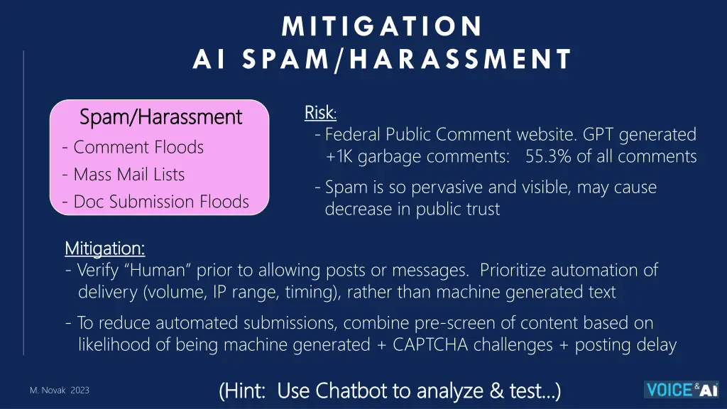 mitigation ai spam harassment