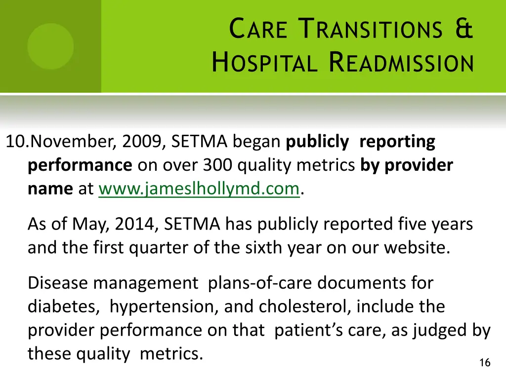 c are t ransitions h ospital r eadmission 10